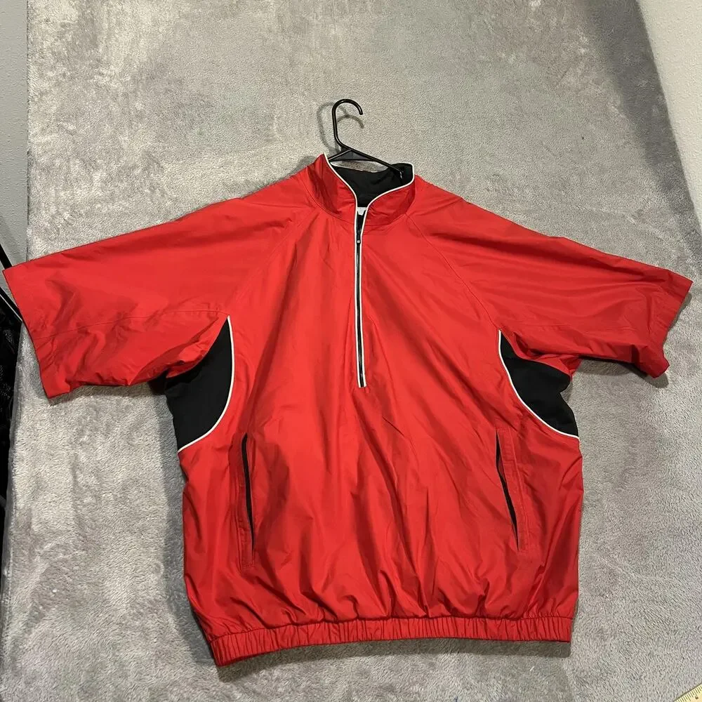 FootJoy DryJoys Tour Collection Jacket Mens XL Red Short Sleeve Golf Pullover